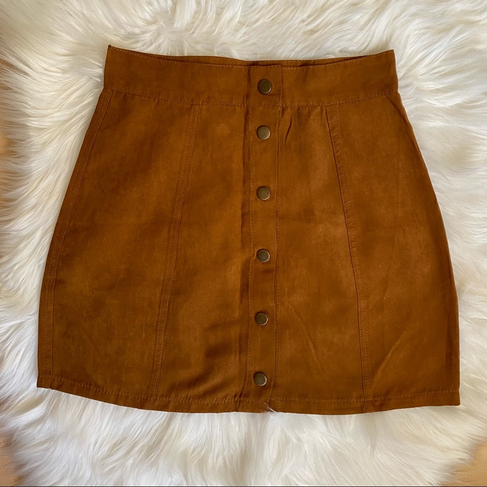 Faux Suede Leather Mini Skirt
